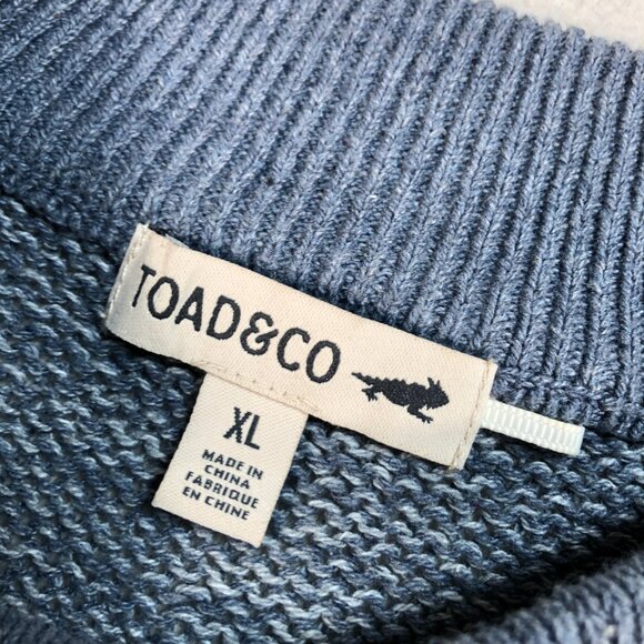 Toad Co Sweater Men's XL Blue Gray Recycled Denim Pullover Marl Sustainable - Picture 3 of 12